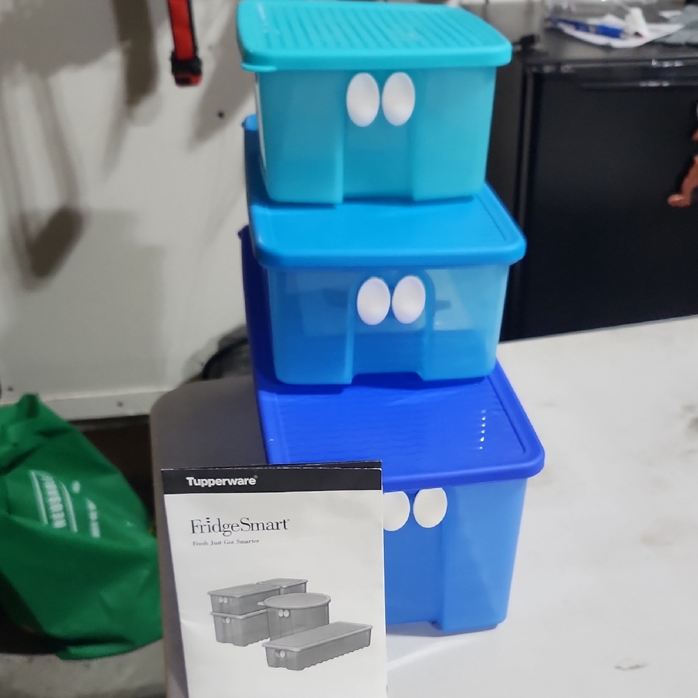 Tupperware FridgeSmart Set in Light and Dark Blue